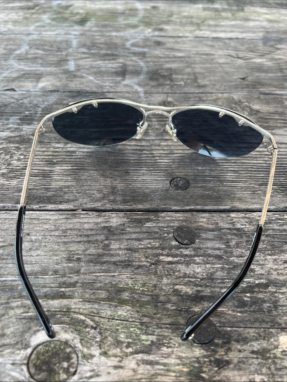 BRIGHTON Rimless Aviator Sunglasses in Black and Silver